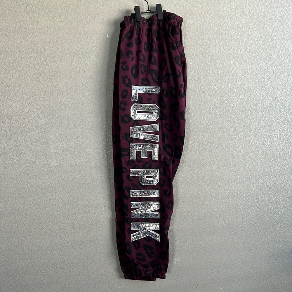 VS Pink large bling logo red leopard classic pants